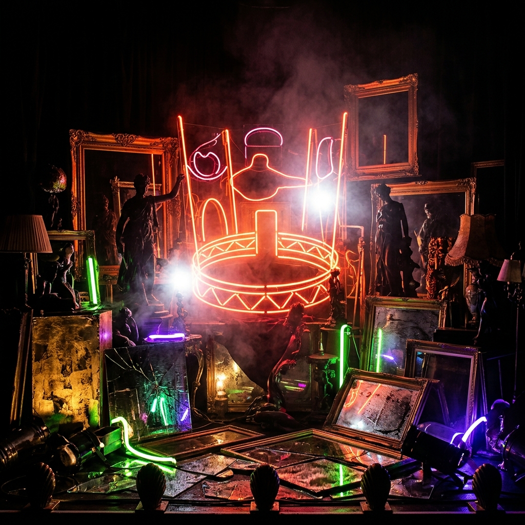Editorial illustration for The Neon Live; not official cover art