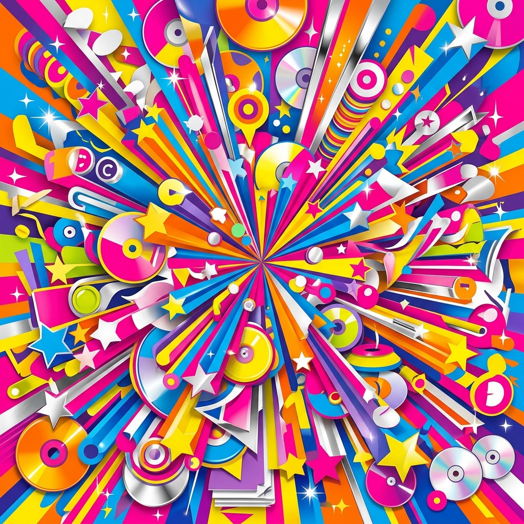 Editorial illustration for Total Pop! The First 40 Hits; not official release artwork